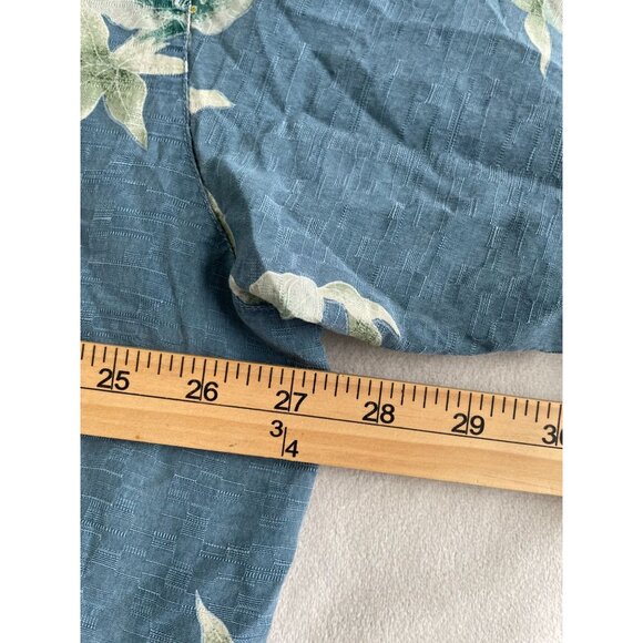 Tommy Bahama Mens XXL Blue Hawaiian Bahama Floral 100% Silk Button Shirt Y2K - Picture 3 of 11